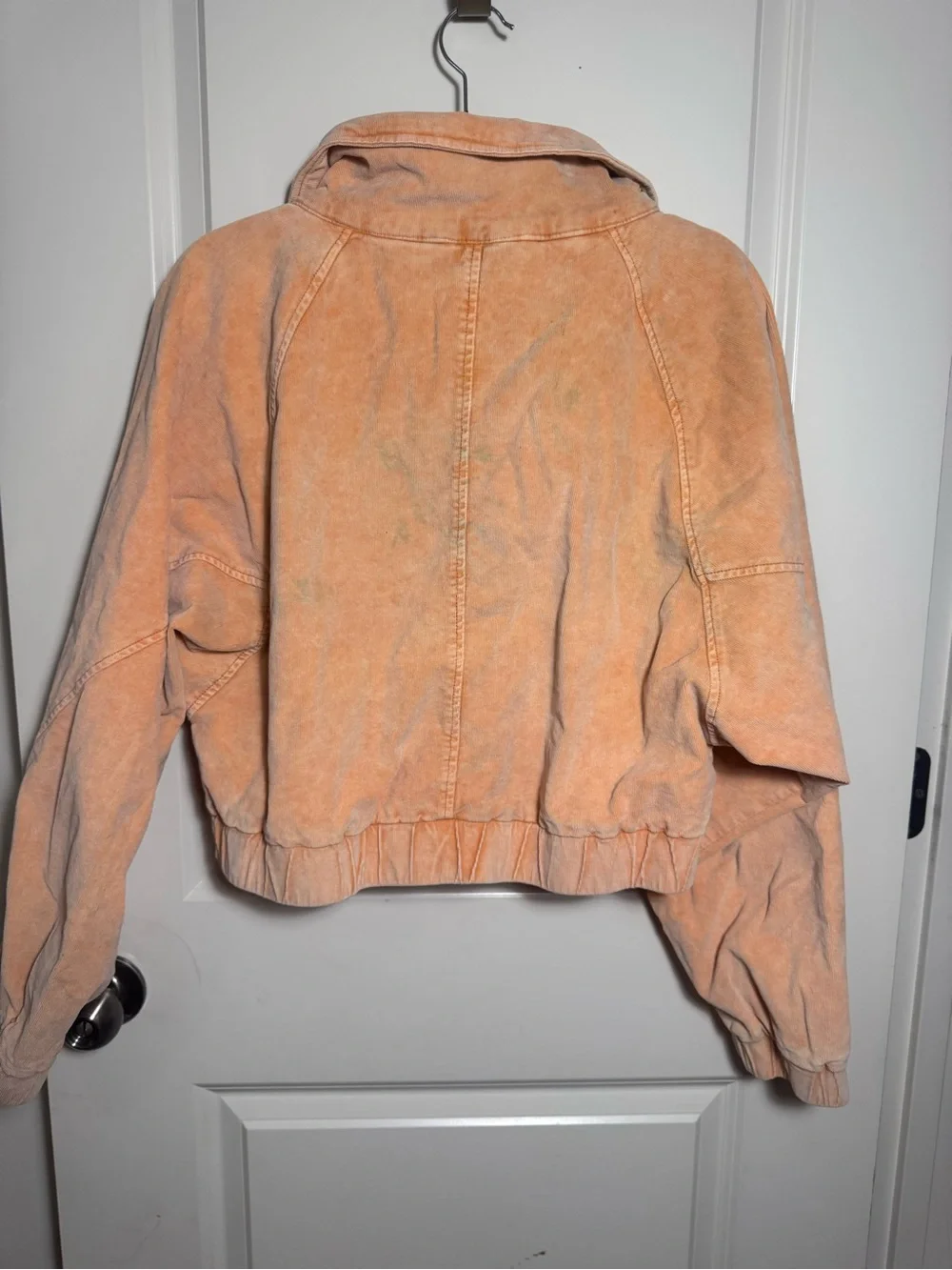 BDG Cropped Zip Front Jacket in Washed Peach size M
